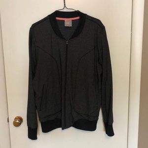 Full zip jersey knit sweater